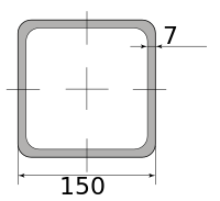 Труба профильная электросварная квадратная 150х150х7, длина 12 м