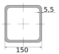 Труба профильная электросварная квадратная 150х150х5.5, длина 12 м