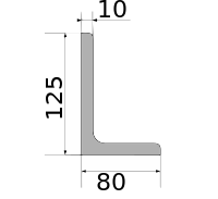 Уголок 125х80х10, длина 12 м, марка Ст3