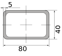 Труба профильная электросварная прямоугольная 80х40х5 НН 5.00 2000-3500