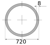 Трубы электросварные 720х8, длина 11,95 м