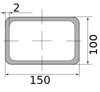 Трубы нерж. электросварные ЭСВ прямоугольные 150х100х2 шлиф, длина 6 м, марка AISI 304 (08Х18Н10)