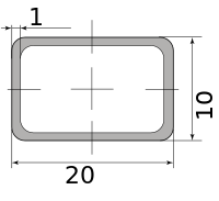 Труба профильная электросварная прямоугольная 20х10х1 НН, длина 6 м 1.00
