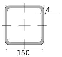 Трубы электросварные низколегир квадрат 150х150х4, длина 12 м