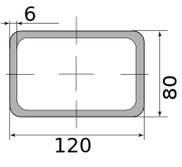 Труба профильная электросварная прямоугольная 120х80х6 НН 6.00 2000-3500