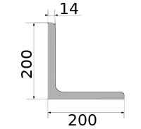 Уголок 200х200х14, длина 12 м, марка Ст09Г2С-12