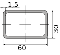 Труба профильная электросварная прямоугольная 60х30х1.5 НН 1.50 2000-3500