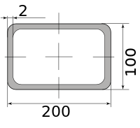 Трубы нерж. электросварные ЭСВ прямоугольные 200х100х2 шлиф, длина 6 м, марка AISI 304 (08Х18Н10)
