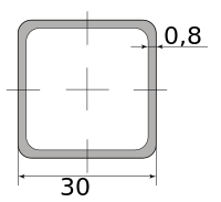 Трубы электросварные оцинкованная квадрат 30х30х0.8, длина 6 м