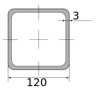 Трубы нерж. электросварные ЭСВ квадратные 120х3 имп шлиф, длина 6 м, марка AISI 304 (08Х18Н10)