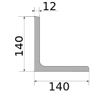 Уголок 140х140х12, длина 12 м, марка Ст3