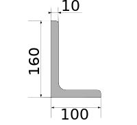 Уголок 160х100х10, длина 12 м, марка Ст3