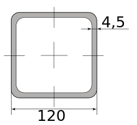 Труба профильная электросварная квадратная 120х120х4.5 12000-12100