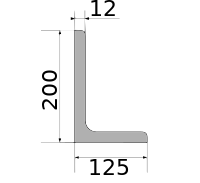 Уголок 200х125х12, длина 12 м, марка Ст3