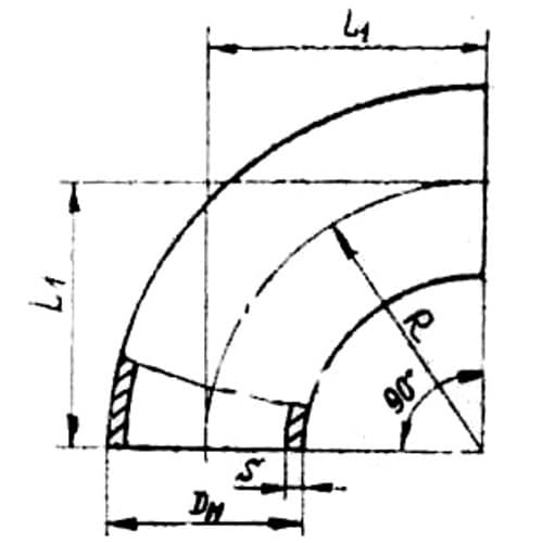 Отвод стальной бесшовный крутоизогнутый 90гр Дн 159х4.0 (Ду 150) под приварку ГОСТ 17375-2001