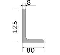 Уголок 125х80х8, длина 12 м, марка Ст3