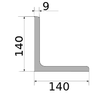 Уголок 140х140х9, длина 12 м, марка С345