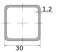 Труба профильная электросварная квадратная 30х30х1.2, длина 5,5 м