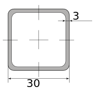 Труба профильная электросварная квадратная 30х30х3 НН, длина 3 м
