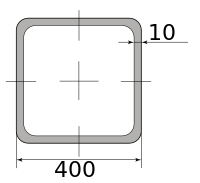 Труба профильная электросварная квадратная 400х400х10, длина 12 м