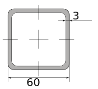 Труба профильная электросварная квадратная 60х60х3 11960-12000